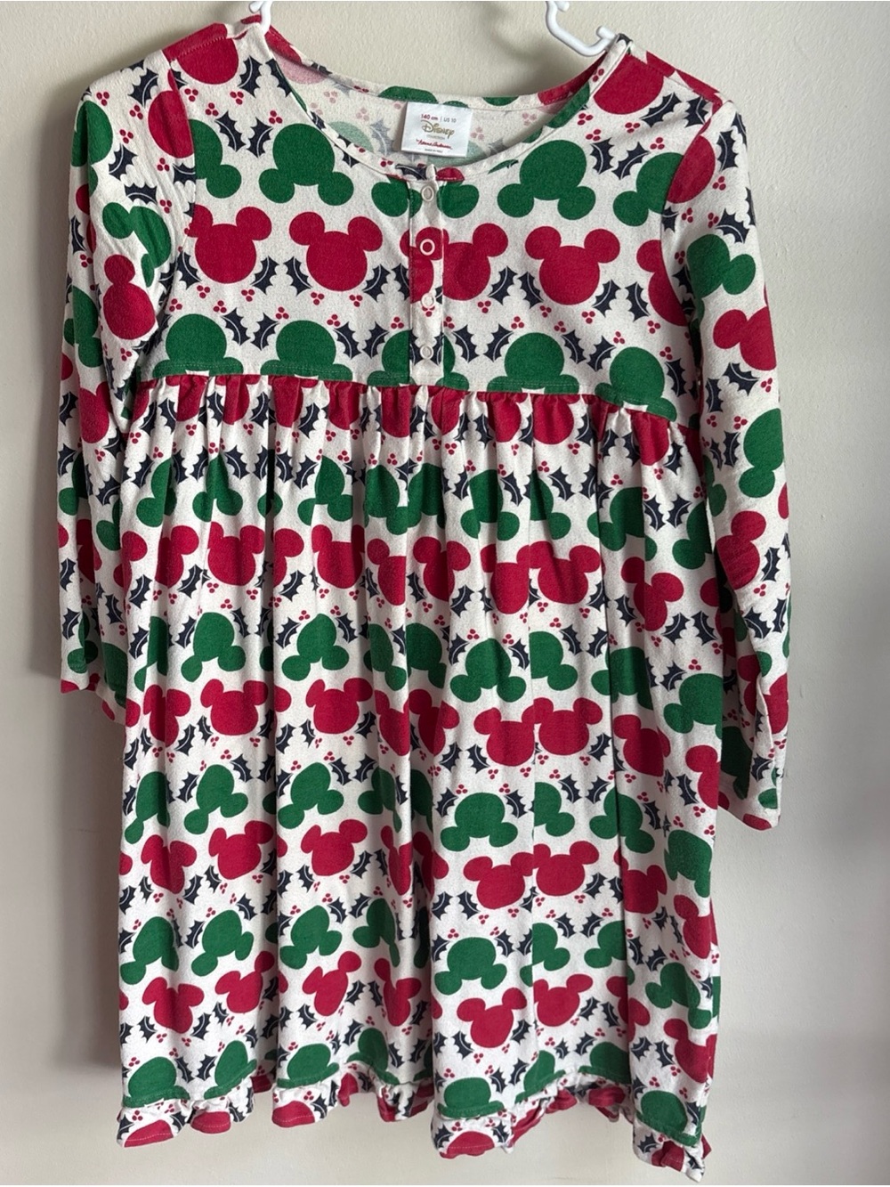 Hannah Anderson Disney Girls Holiday Mickey   Long Sleeve Nightgown size 10